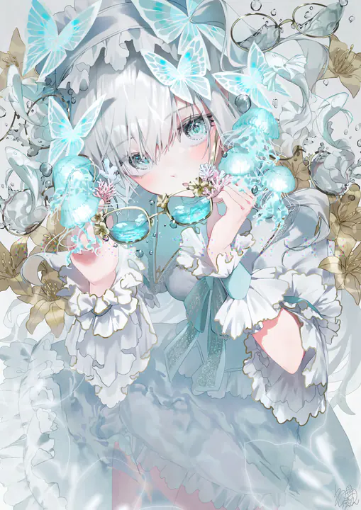 插画收藏：水槽メガネの少女_147887193